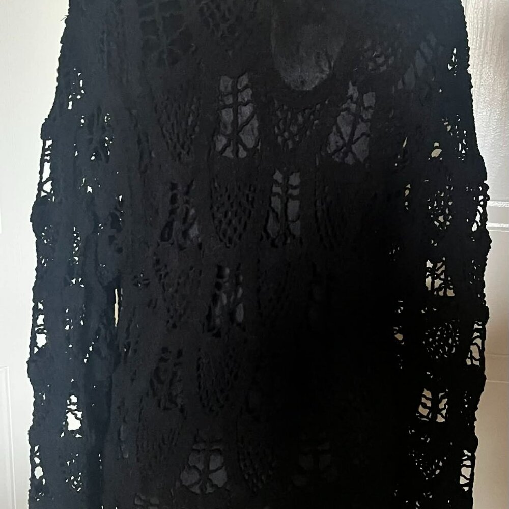 Black Crocheted Top Designed in Italy (E18) - Picture 6 of 9